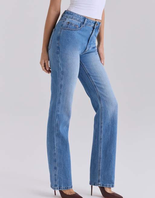 House of CB jean bootcut slim taille mi-haute délavé clair, 4 de 4