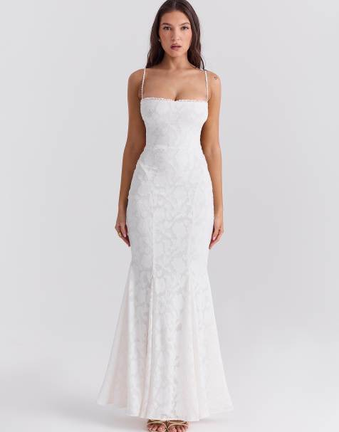 House of CB Joan lace up back maxi dress in ivory - IVORY - view 1