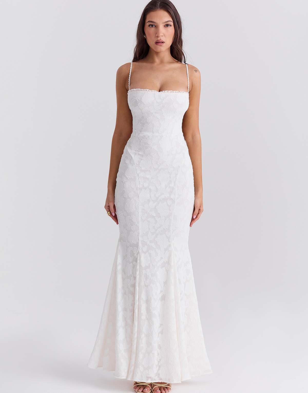 House of CB Joan lace up back maxi dress in ivory