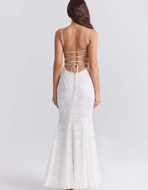 House of CB Joan lace up back maxi dress in ivory