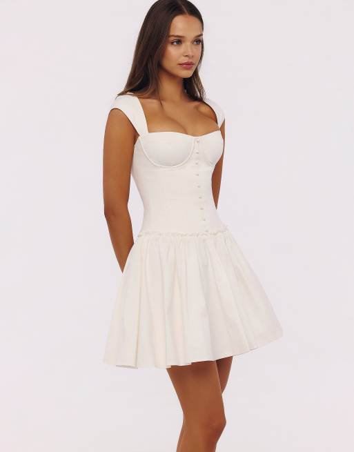 House of CB Kaia white cotton mini dress in white | ASOS