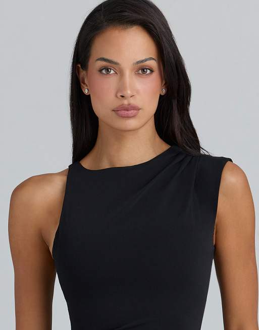 House of CB - Keoni - Robe longue drapée asymétrique - Noir, 2 de 4