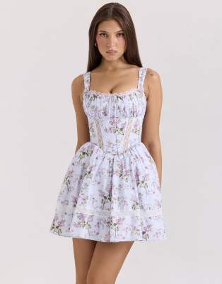 House of CB Kimmie cotton mini dress in lilac ribbon-Purple