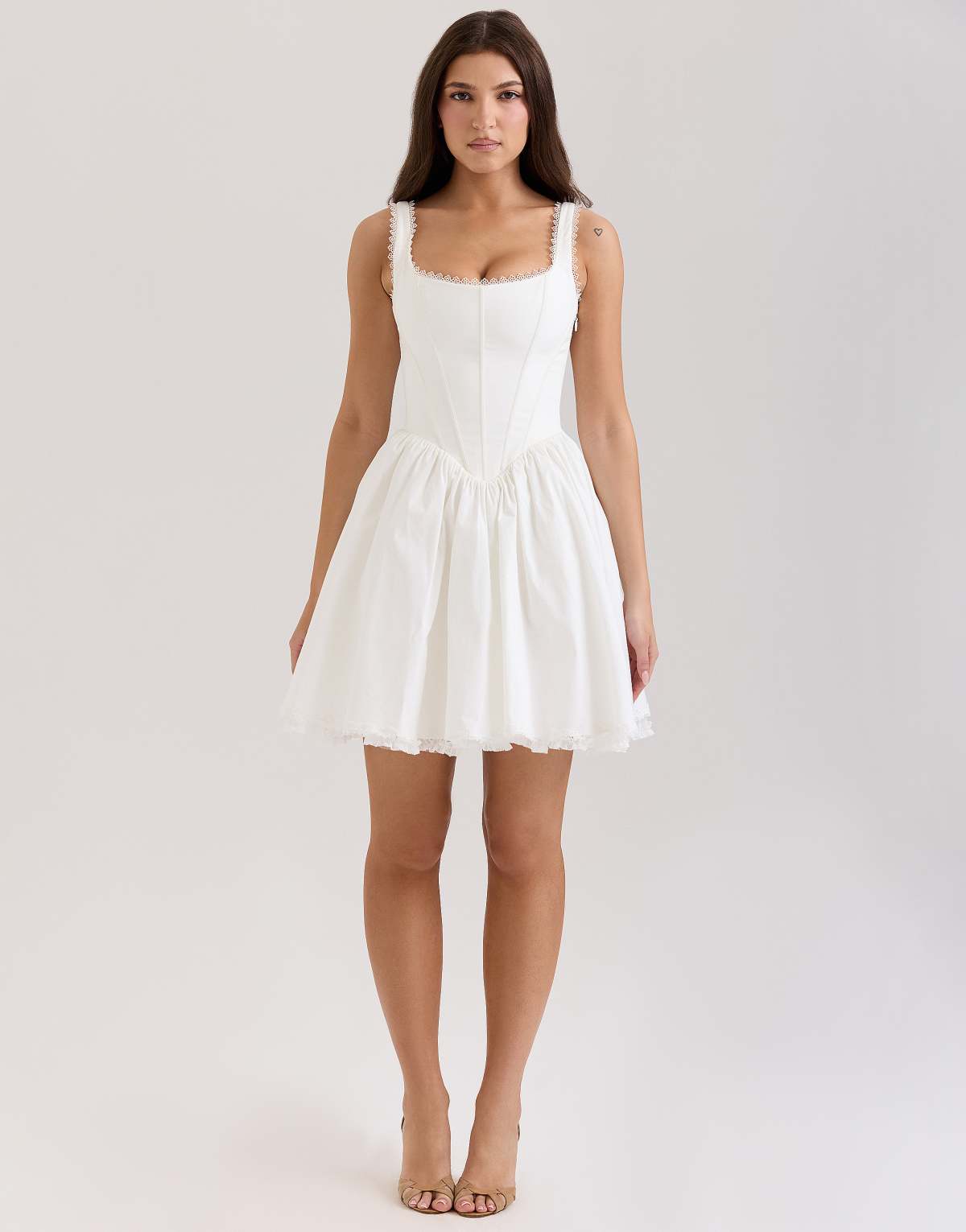 House of CB Letitia stretch cotton mini dress in white
