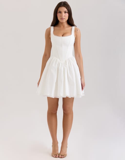 House of CB Letitia stretch cotton mini dress in white