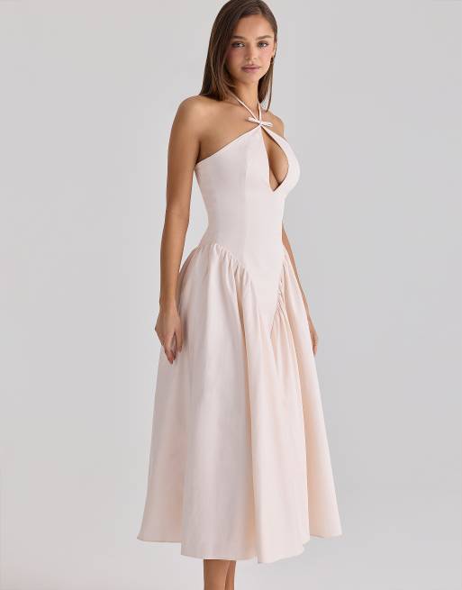 House of CB Lilli Midi-Kleid aus Baumwolle mit Schlüsselloch-Ausschnitt in Blush, 2 von 4
