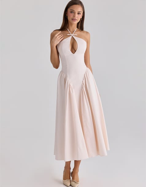 House of CB - Lilli - Robe mi-longue en coton à fente goutte d'eau - Blush - view 1