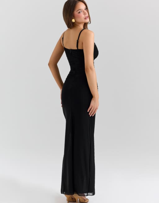 House of CB Lini black mesh maxi dress in black, 2 of 4