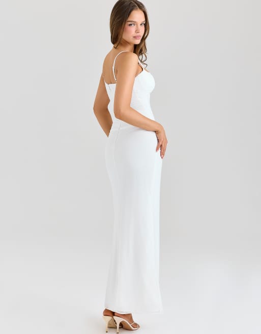 House of CB Lini white mesh maxi dress in white | ASOS