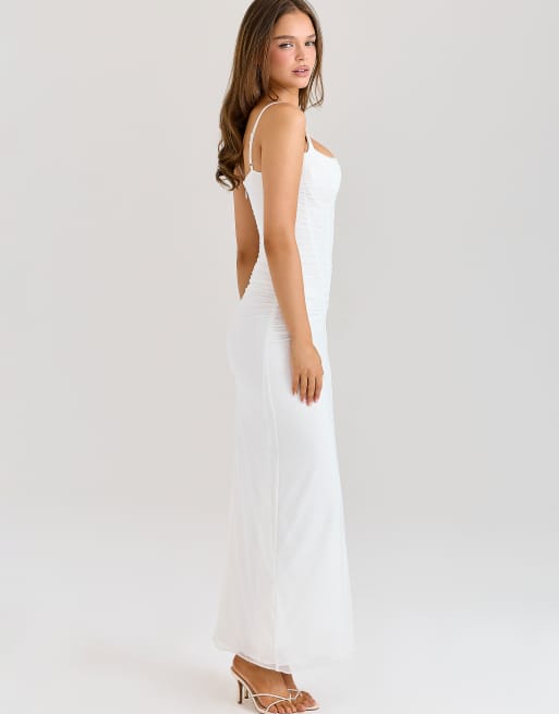 House of CB Lini white mesh maxi dress in white | ASOS