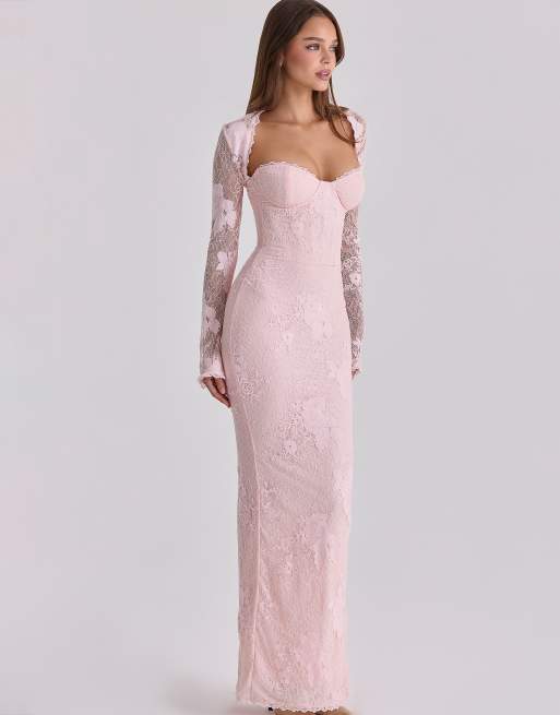 House of CB - Lucienne - Robe longue en dentelle - Rose, 2 de 4