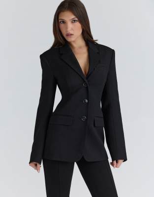 Luella - Hourglass-Blazerjacke aus Kreppstoff in Schwarz Schwarz M A-C Cup
