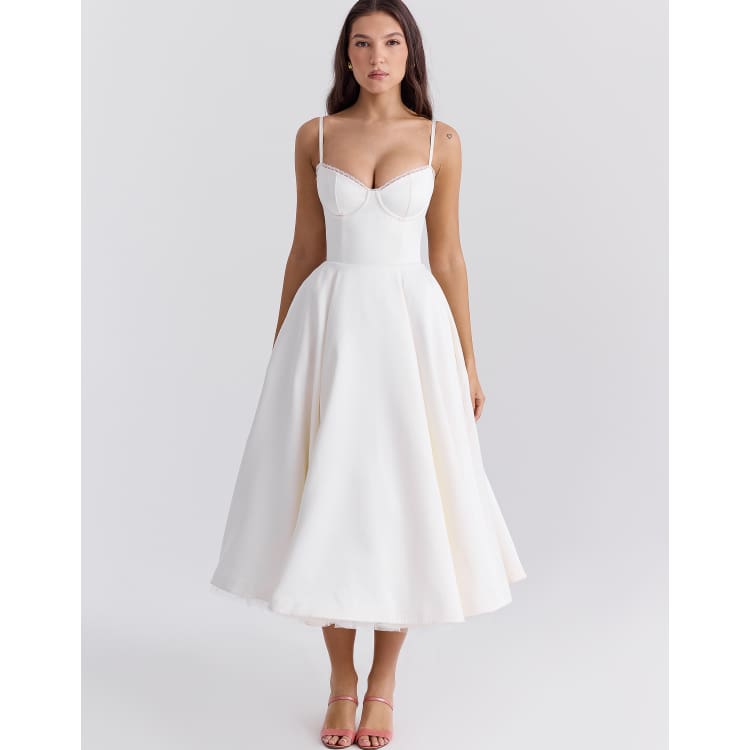 mademoiselle white tulle midi dress Clothing : Midi Dresses : 'Mademoiselle' Ivory Tulle Midi Dress