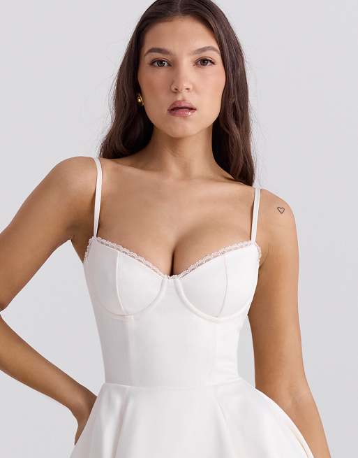 House of CB Mademoiselle tulle midi dress in white | ASOS
