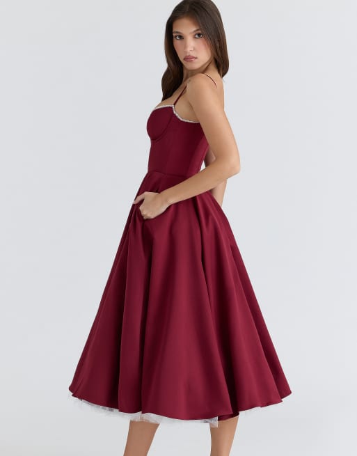 strapless full skirt midi dress Fold Down Strapless Neck Floral-Printed Jacquard Midi Dress Light Blue