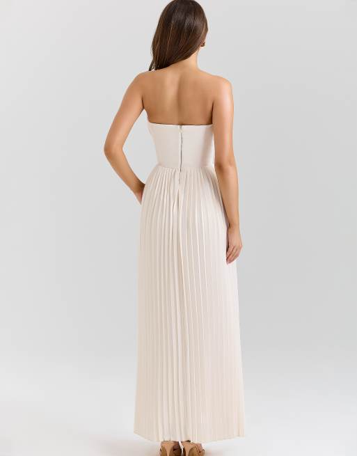 open lace back dress House Of CB 'MARCELLA' Ocean Blue Pleated Maxi Dress  THE DESIGNER HIRE  SPOT