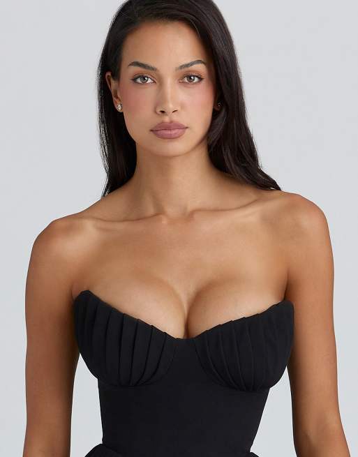 House of CB - Marcella - Robe longue plissée en georgette - Noir, 2 de 4