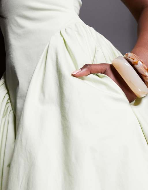 House of CB Marilyn cotton halter midi sundress in pistachio