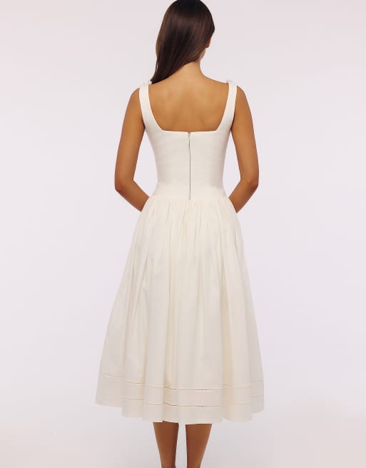 House of CB - Mathilde - Robe mi-longue avec finitions en broderie anglaise - Blanc, 2 de 4