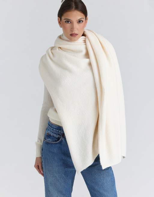 House of CB - Nara - Sciarpa oversize in lana testurizzata color avorio