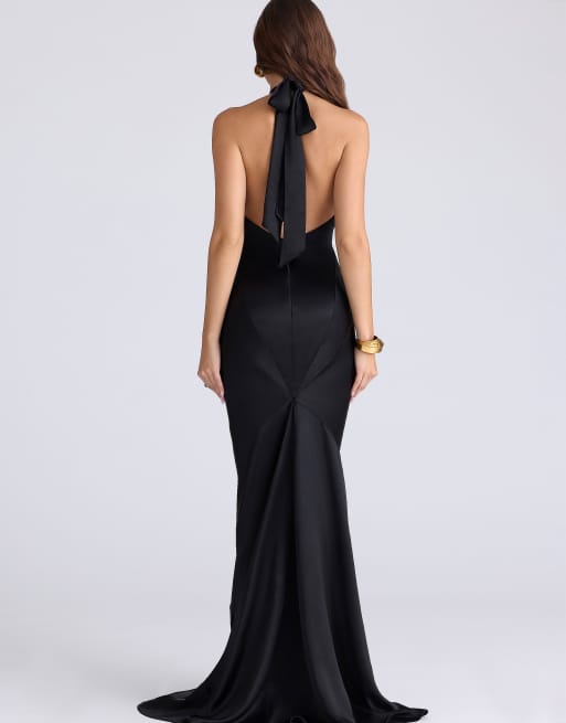 sachin and babi light blue dress Zapaka Women Simple Black Prom Dress Satin Mermaid Backless Long Formal  Dress  ZAPAKA