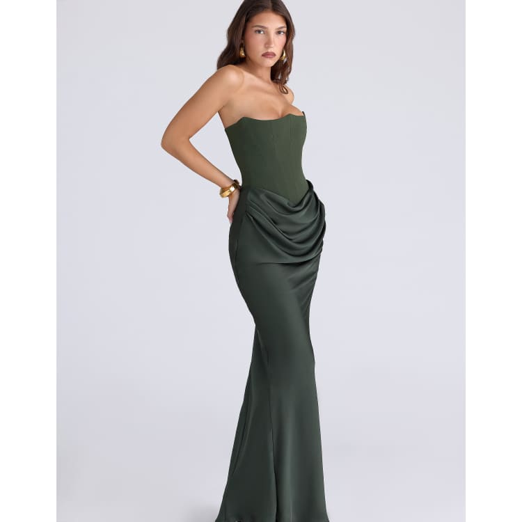 forest green corset dress Green Gemstone Corset Gown– Teuta Matoshi main image 1