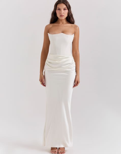 House of CB Persephone strapless corset dress in ivory - view 1