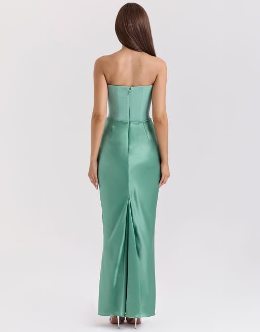 House of CB Persephone strapless corset maxi dress in jade | ASOS