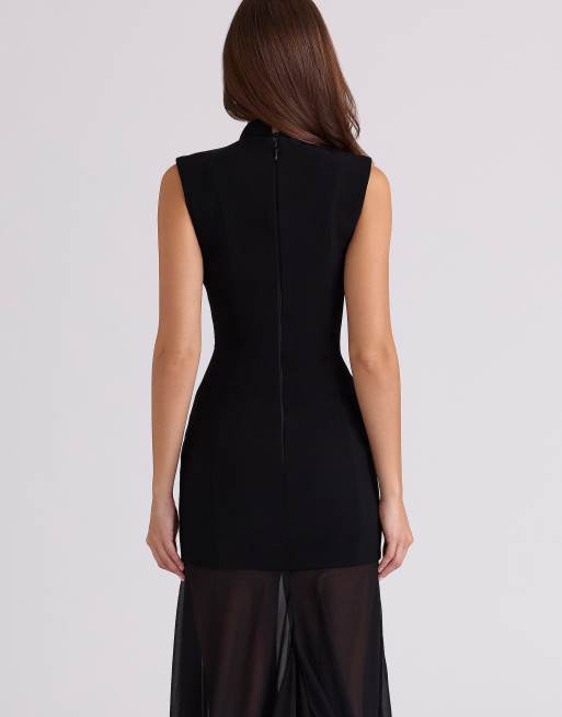 House of CB – Raphaella – Ärmelloses Maxikleid in Schwarz, 3 von 4
