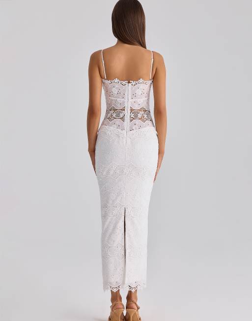 House of CB robe midi en broderie anglaise blanche, 2 de 4