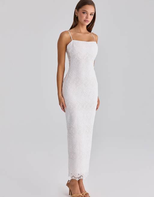 House of CB robe midi en broderie anglaise blanche, 4 de 4