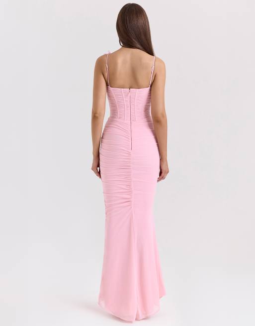 House of CB Romola mesh maxi dress in pink, 2 of 4