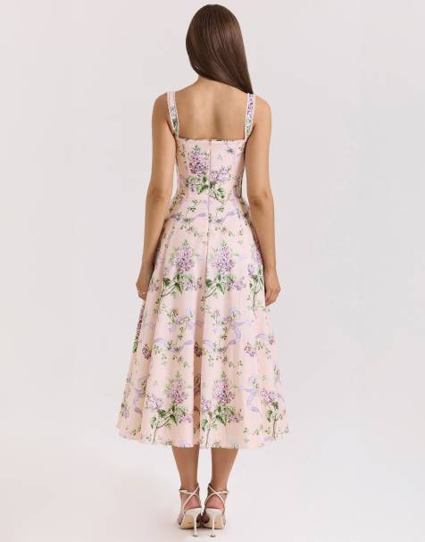 knee length dresses for ladies Heiress Beverly Hills premium exclusive lace bandeau corset thigh spli   ASOS Sample Sale