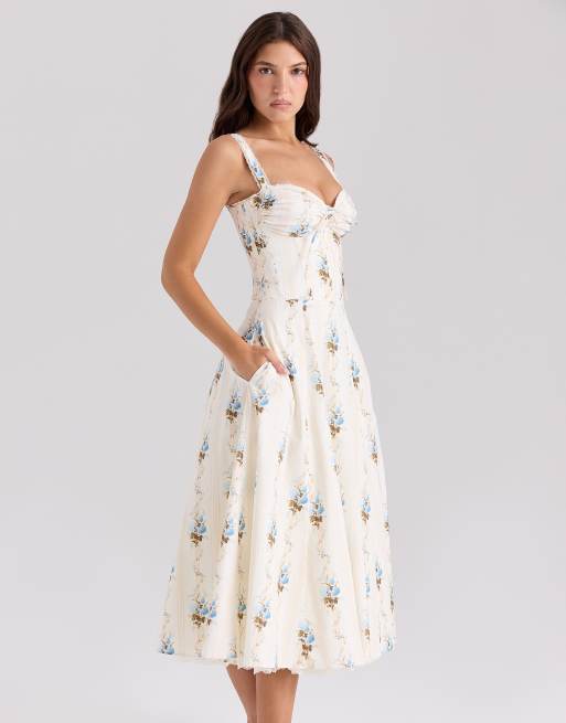 drop waist white dress midi Yvette Corset Midi Dress main image 1