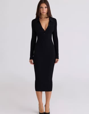 House of CB - Sabra - Langärmliges Midikleid in Schwarz