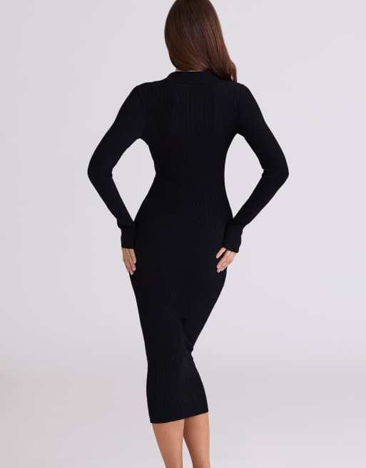House of CB - Sabra - Vestito midi a maniche lunghe nero, 2 di 4