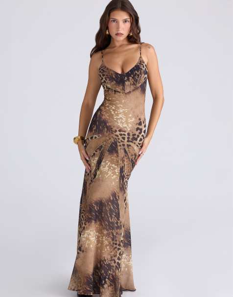 House of CB Sacha leopard print georgette panelled maxi dress - limited edition in leopard print - view 1