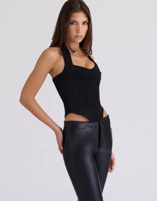 House of CB - Sahar - Formendes Korsett-Oberteil in Schwarz mit Neckholder-Träger