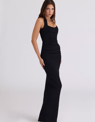 House of CB - Sahar - Robe longue dos nu sculptante - Noir