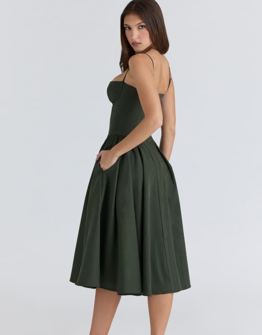 House of CB Samaria Corset-Midikleid in Smaragdgrün, 3 von 4