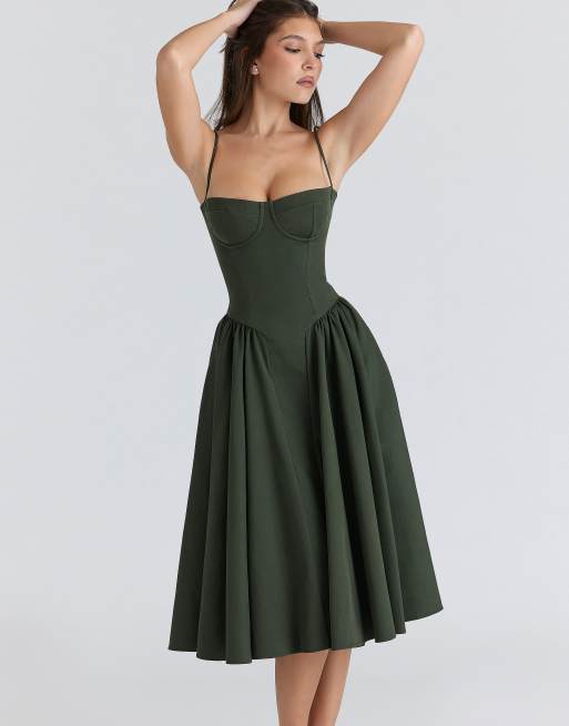 House of CB Samaria Corset-Midikleid in Smaragdgrün, 4 von 4