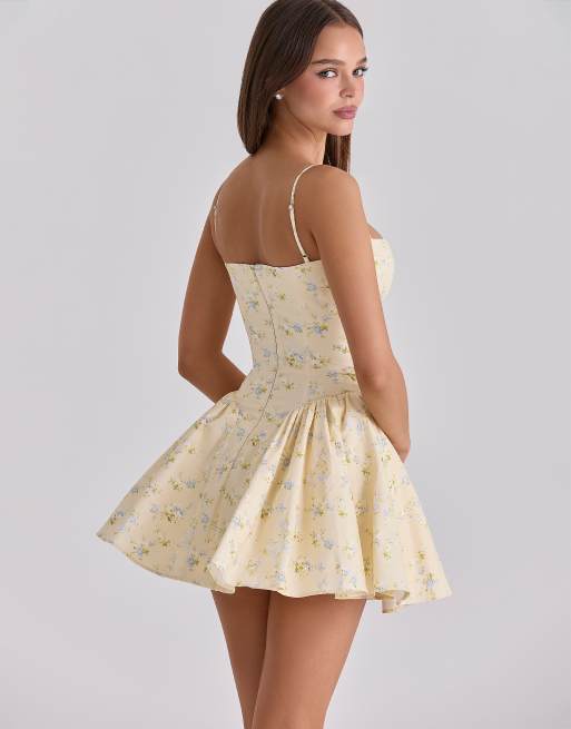 dresses yellow Ruffles Off-the-shoulder Yellow Prom Dress with Split Side  loveangeldress