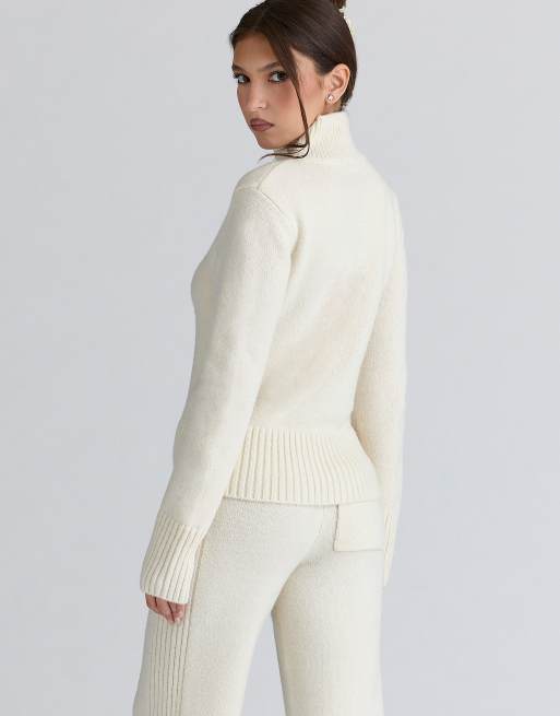 House of CB Skye ivory merino wool roll neck sweater in ivory, 2 of 4