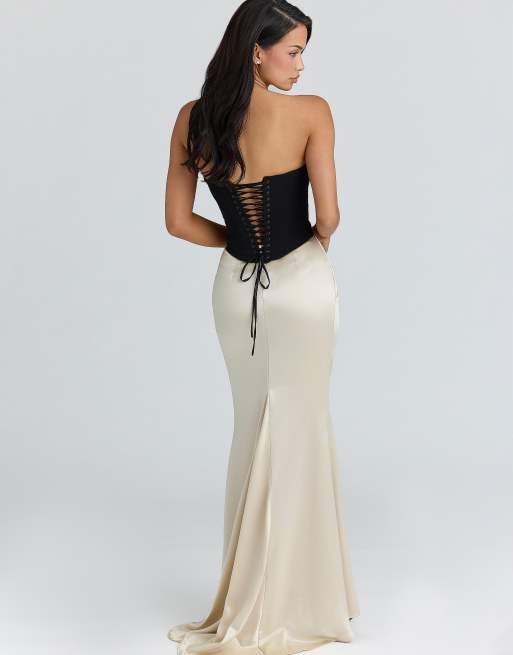 House of CB Sorcha abito lungo corsetto black & fog - nero, 2 di 4