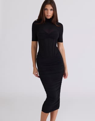 House of CB - Sorrel - Robe mi-longue semi-transparente - Noir