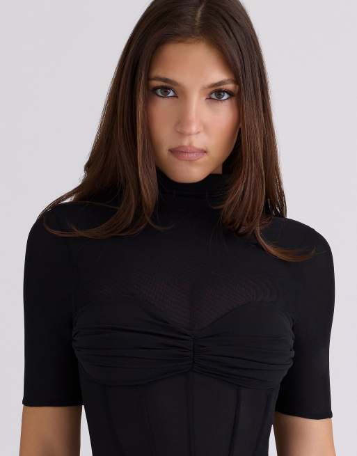 House of CB - Sorrel - Robe mi-longue semi-transparente - Noir, 2 de 4