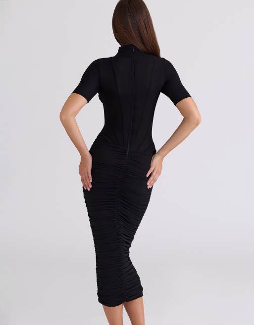 House of CB - Sorrel - Robe mi-longue semi-transparente - Noir, 3 de 4