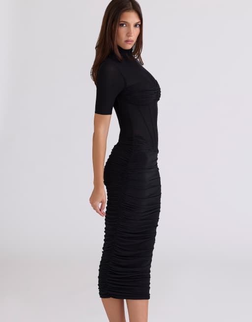 House of CB - Sorrel - Robe mi-longue semi-transparente - Noir, 4 de 4