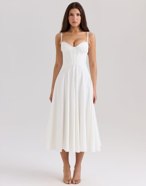 House of CB Steffani cotton midi sundress in white - WHITE - view 1