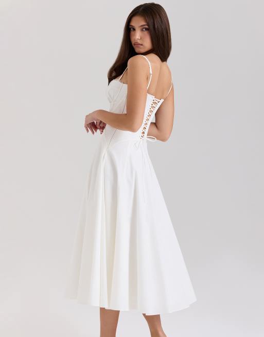 House of CB Steffani cotton midi sundress in white, 2 of 4